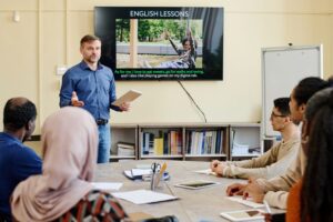 Teacher teaching English lessons